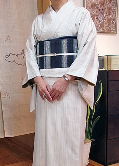 玉糸紬 絓(しけ)引き染/花織り名古屋帯