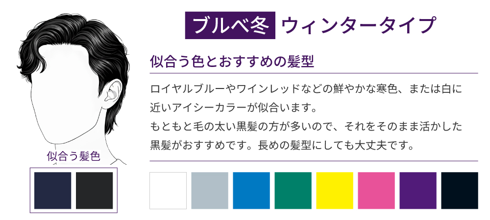 パーソナルカラーがウィンタータイプ・ブルべ冬の似合う色とおすすめの髪型